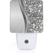 OLGCZM Silver Sparkle Glam Bling Night Light - Glam Modern LED Night Light Projector - Plug In, Auto On/Off, Energy Efficient - Perfect for Bedroom, Bathroom, Kids Room