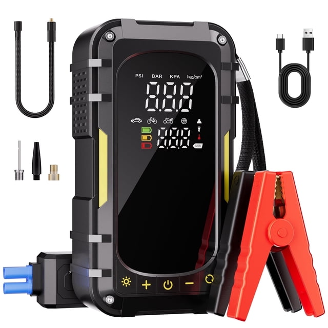 OLGEO 6000A Jump Starter with Air Compressor, 160 PSI Portable Car ...