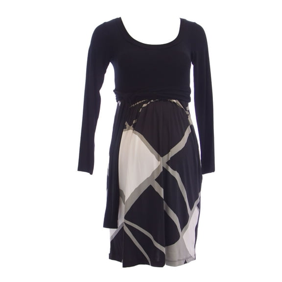 OLIAN Maternity Women's Abstract Print Contrast Skirt Dress X-Small Black