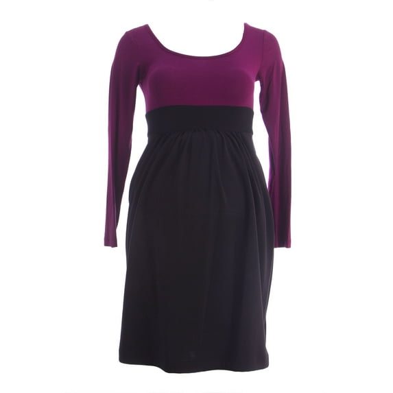 OLIAN Maternity Women's Colorblock Scoop Neck Babydoll Dress