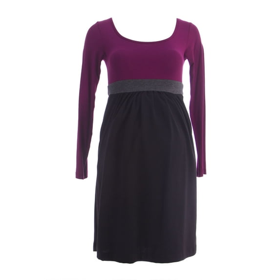 OLIAN Maternity Women's Colorblock Scoop Neck Babydoll Dress