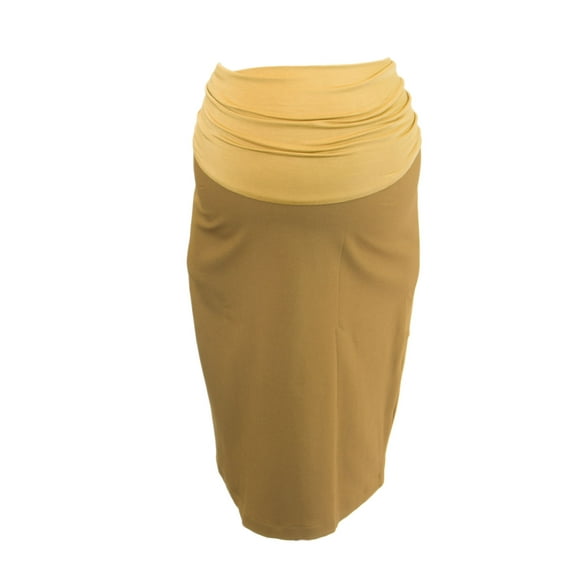 OLIAN Maternity Women's Contrast Belly Panel Pencil Skirt L21610 Sz X-Small Caramel
