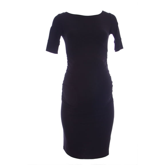 OLIAN Maternity Women's Elbow Long Sleeve Ruched Sides Dress X-Small Black