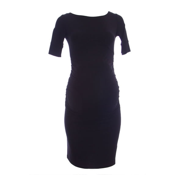 OLIAN Maternity Women's Elbow Long Sleeve Ruched Sides Dress X-Small Black