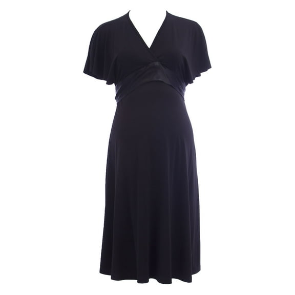 OLIAN Maternity Women's Flutter Short Sleeve Nursing Dress X-Small Black