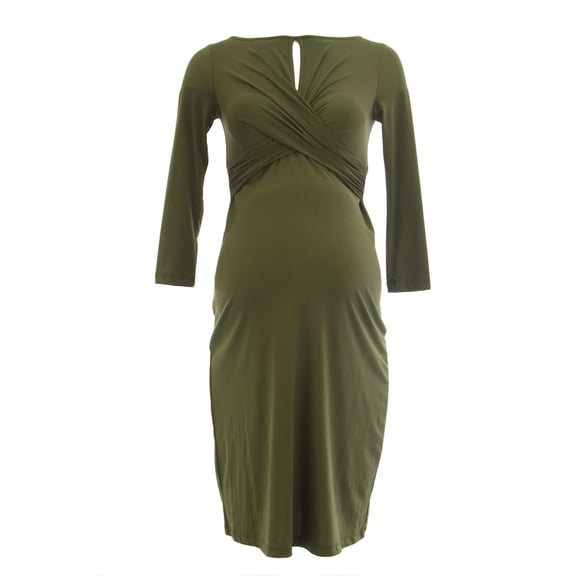 OLIAN Maternity Women's Keyhole 3/4 Sleeve Sheath Dress