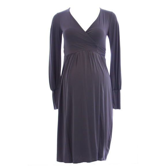 OLIAN Maternity Women's Long Blouson Sleeve True Wrap Dress