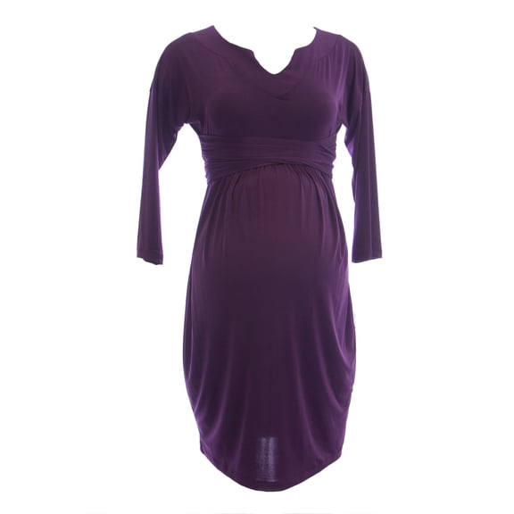 OLIAN Maternity Women's Sash Around Drop Shoulder Dress