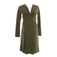 thumbnail image 1 of OLIAN Maternity Women's Sash Around Tie Surplice Neck Dress X-Small Olive, 1 of 2