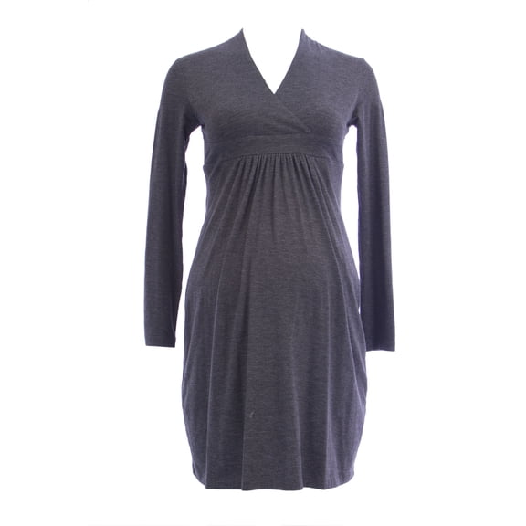 OLIAN Maternity Women's Surplice Neck Long Sleeve Empire Waist Dress