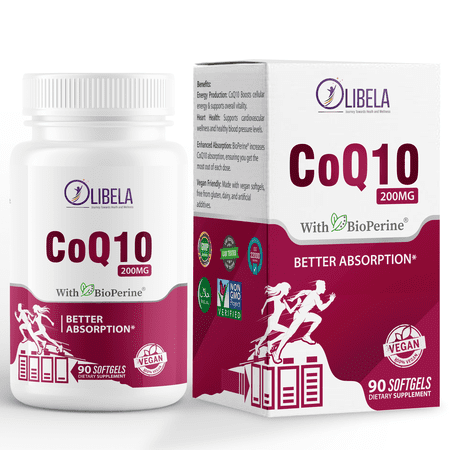 OLIBELA CoQ10 200mg with BioPerine – Heart & Energy Support, Vegan, Gluten-Free (90 Softgels)