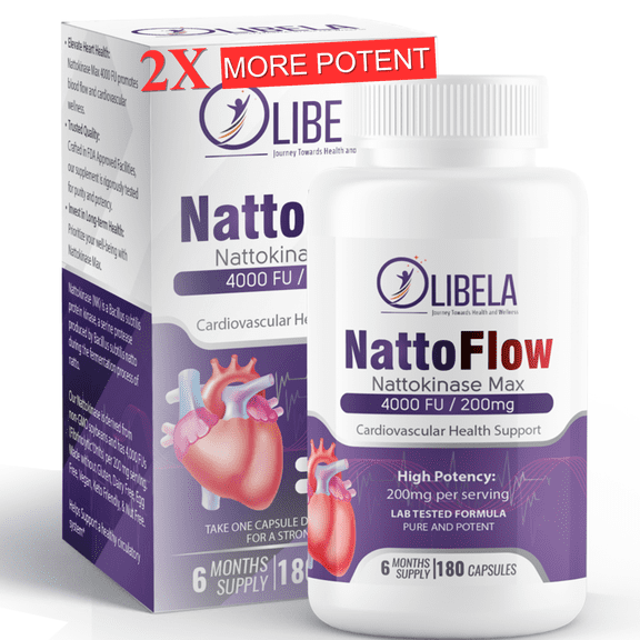 OLIBELA Nattokinase 4,000 FU Heart & Circulatory Support, Vegan, Non-GMO (180 Caps)