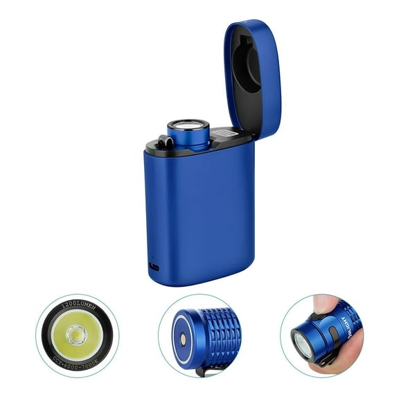 OLIGHT Baton 3 Premium Edition 1200 Lumens Compact LED Flashlight Powered by a Single Rechargeable Battery, with Charging Box (Blue)
