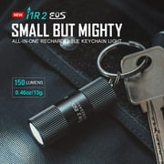 OLIGHT i1R 2 EOS 150 Lumens Tiny Rechargeable Keychain Flashlight EDC Mini LED Keyring Light with Built-in Battery for Camping Hiking Dog Walking etc Black