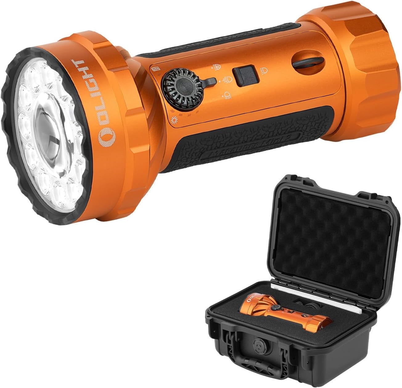 OLIGHT Marauder Mini 2 Bright Flashlight 10,000 Lumen with 750 Meters Beam Distance, Rechargeable Light with Dual Charging & 5 Lighting Modes for Outdoor, Camping, Emergencies (Orange)
