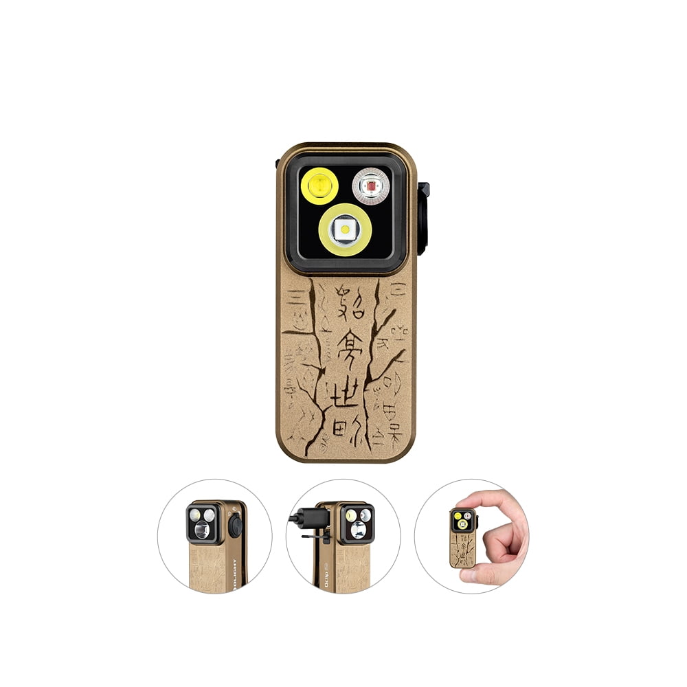 OLIGHT Oclip Pro EDC Flashlight Clip-on Light, Rechargeable 500 Lumens with Three Lighting Solutions Type-C Charging, Magnetic Flash Lights for Signaling,  Outdoor or Indoor Use（ Ancient Script）