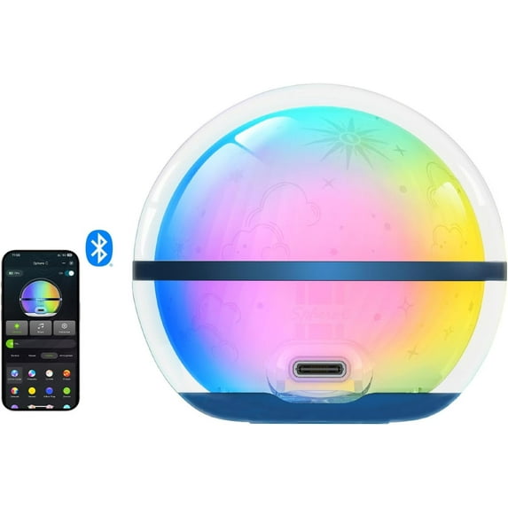OLIGHT Sphere C Smart Night Light, USB-C Rechargeable, App Control Ambient Lighting, 75 Lumens Stepless Dimming Nightlamp, Portable for Parties, Camping, Reading or Bedrooms (Type-C Cable Excluded)