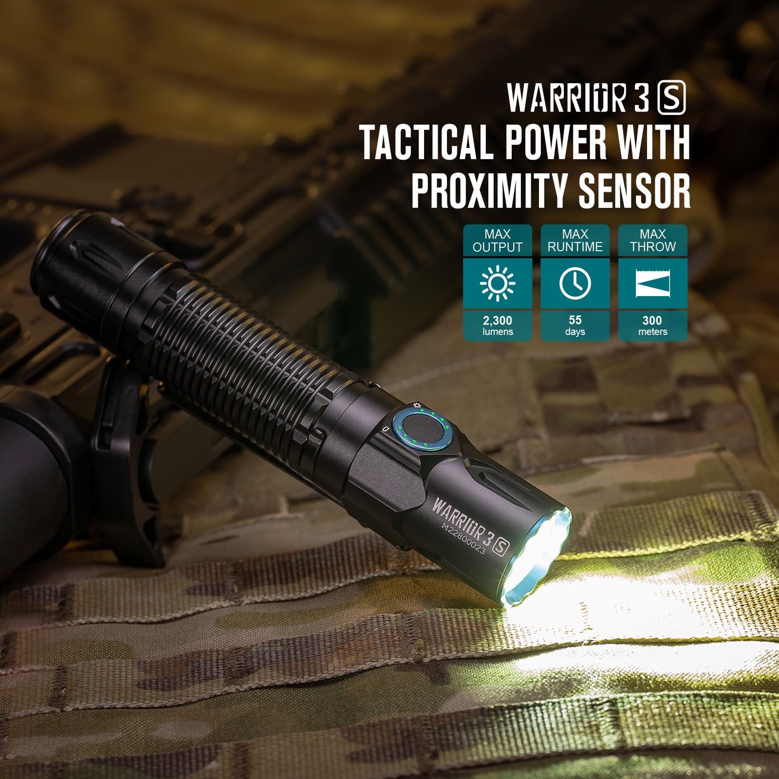 OLIGHT Warrior 3S 懐中電灯 2300ルーメン Olight Warrior 3S High Lumen LED Tactical Flashlight, 2300-Lumen