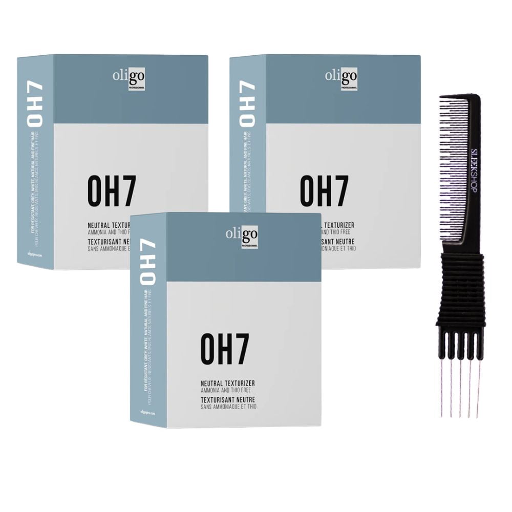 OLIGO OH7 Neutral Texturizer Kit with SLEEKSHOP Teasing Comb Pack of 3 ...