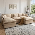 thumbnail image 1 of OLINOA 108" Modular Sectional Sofa with Double Ottomans, Ultra-Soft Chenille U-Shaped Sectional Couch, Deep Seat Convertible Sofa Bed with Side Pockets & Extra Pillows for Living Room, Camel, 1 of 9