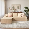 thumbnail image 1 of OLINOA 96" Cloud Sofa Couch No Assembly Boneless Sectional, Modern Comfy Corduroy Deep Seat Floor L-Shape Chaise Couch for Living Room Apartment, Beige, 1 of 8