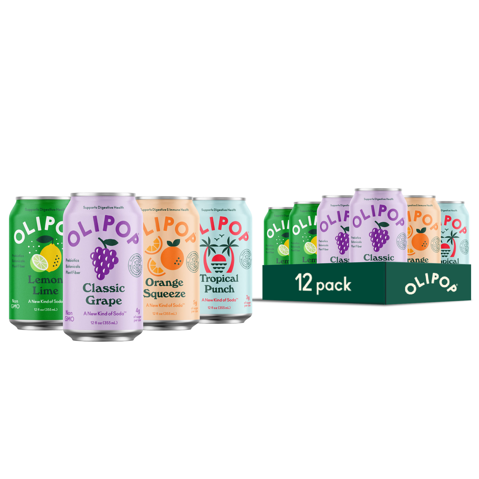 OLIPOP Root Beer, A New Kind of Soda, 12 fl oz (12 pack)