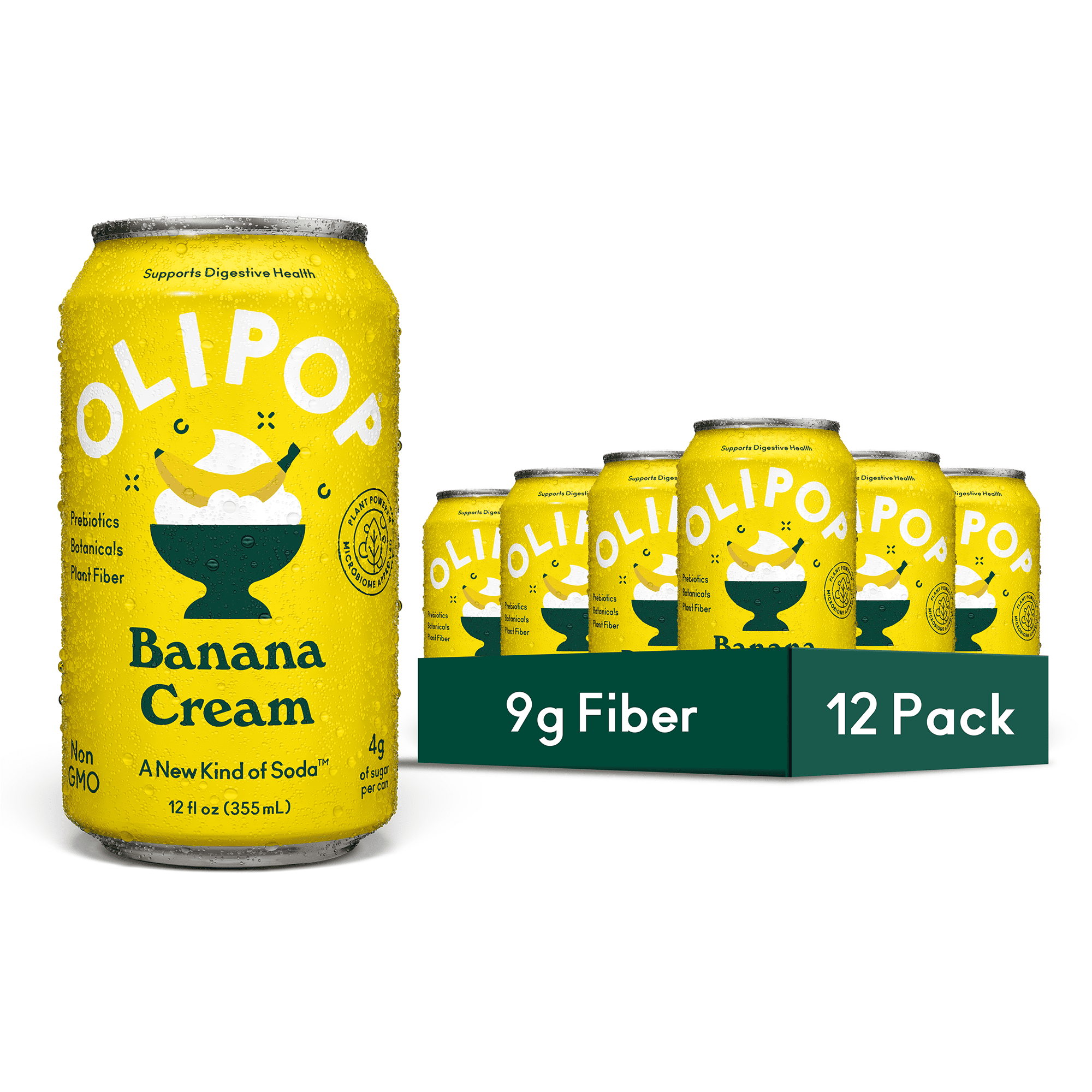 Olipop Prebiotic Soda Pop, Banana Cream, High Fiber, 12 fl oz 12