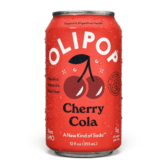 OLIPOP Prebiotic Soda, Cherry Cola, 12 fl oz, Refrigerated