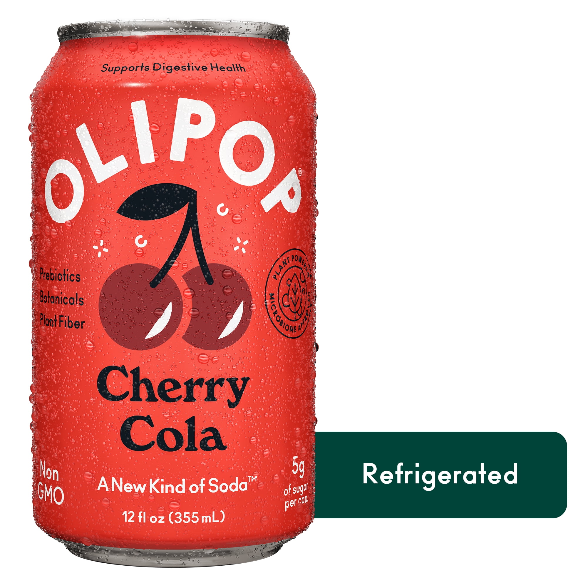 OLIPOP Non-GMO Prebiotic Soda, Healthy Cherry Cola