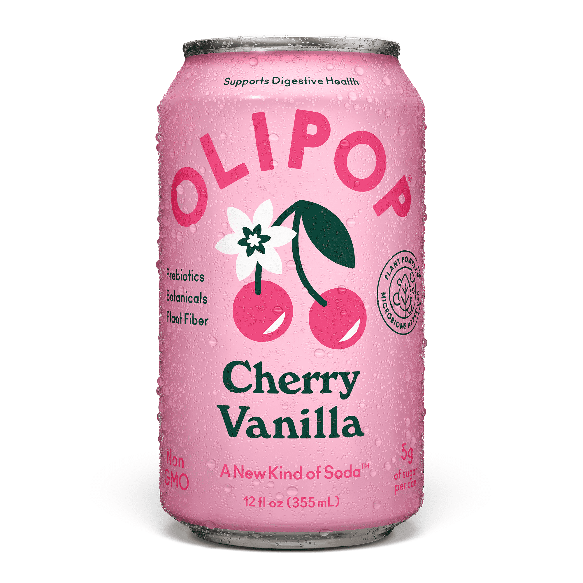 OLIPOP Healthy Cherry Vanilla Prebiotic Soda, Low Sugar, 12 fl oz