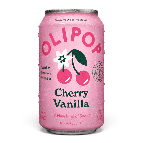OLIPOP Prebiotic Soda, Cherry Vanilla, 12 fl oz, Refrigerated