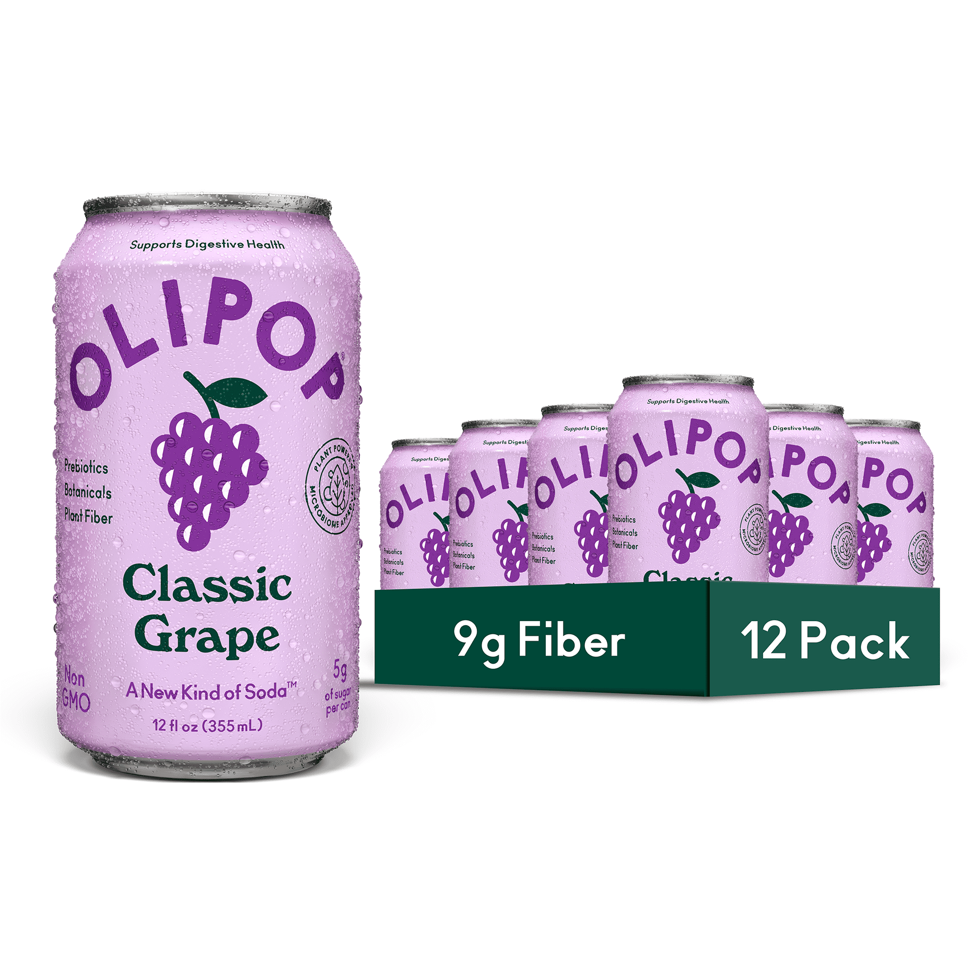OLIPOP, Prebiotic Soda, Classic Grape, 12 fl oz 12 Pack - Walmart.com