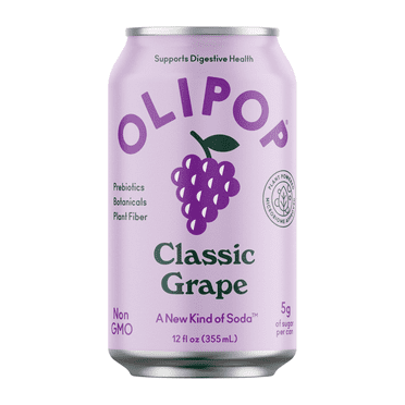 OLIPOP Prebiotic Soda, Classic Grape, 12 fl oz, Pantry Packs