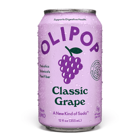 OLIPOP Prebiotic Soda, Classic Grape, 12 fl oz, Pantry Packs