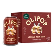OLIPOP Prebiotic Soda, Classic Root Beer, 12 fl oz, 4 Pack, Pantry Packs