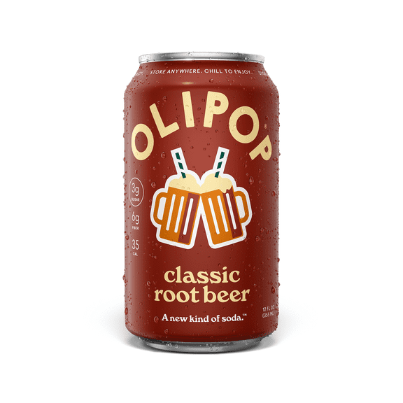 OLIPOP Prebiotic Soda, Classic Root Beer, 12 fl oz, Pantry Packs