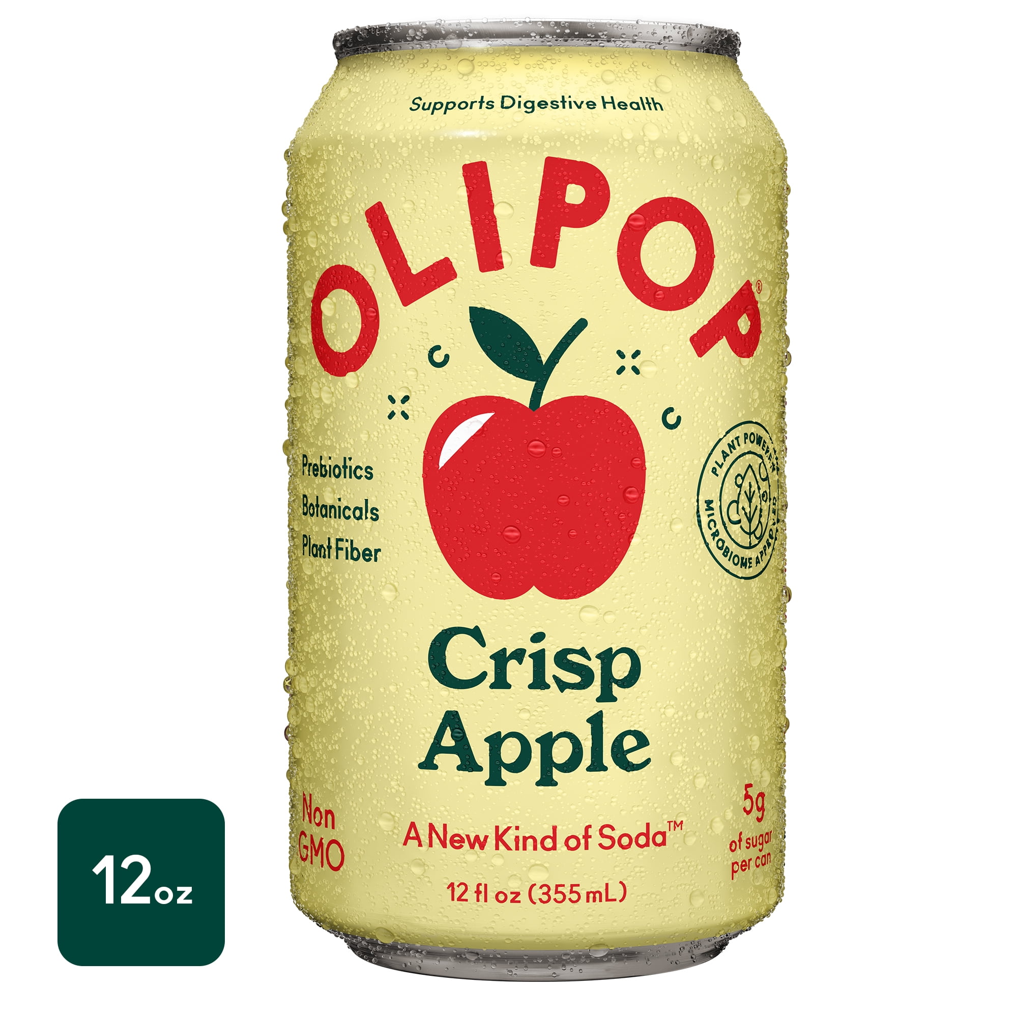 OLIPOP Prebiotic Soda, Crisp Apple, 12 fl oz, Refr