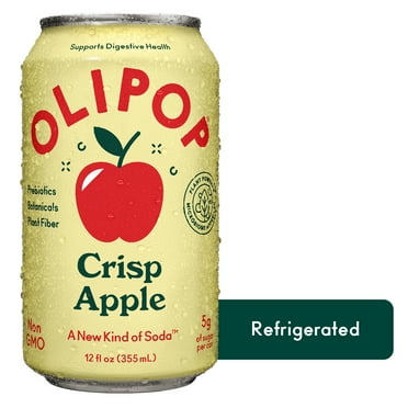 OLIPOP Prebiotic Soda, Crisp Apple, 12 fl oz, Refrigerated