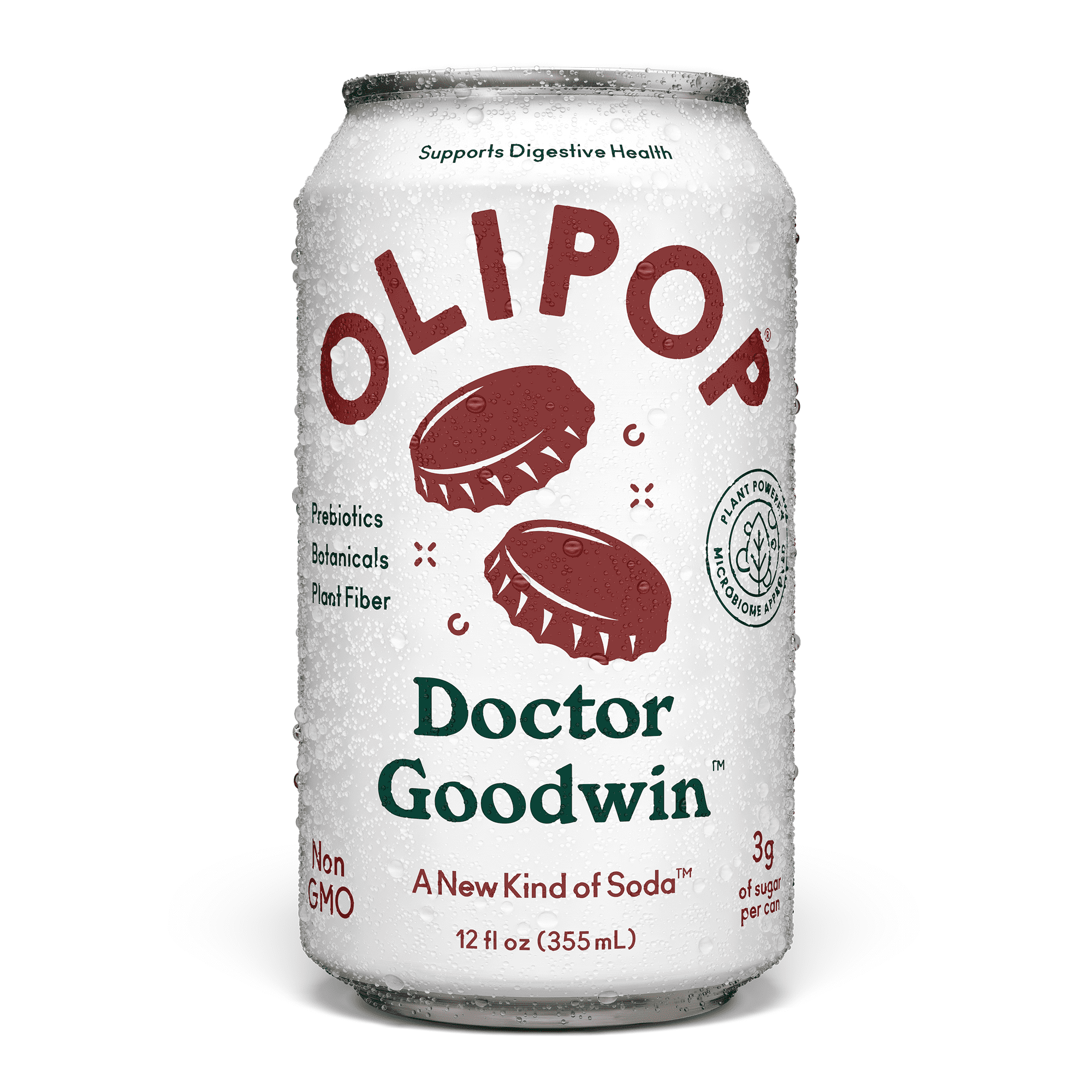OLIPOP 9g Fiber Prebiotic Soda, Doctor Goodwin, 12 fl oz, Single, Refrigerated