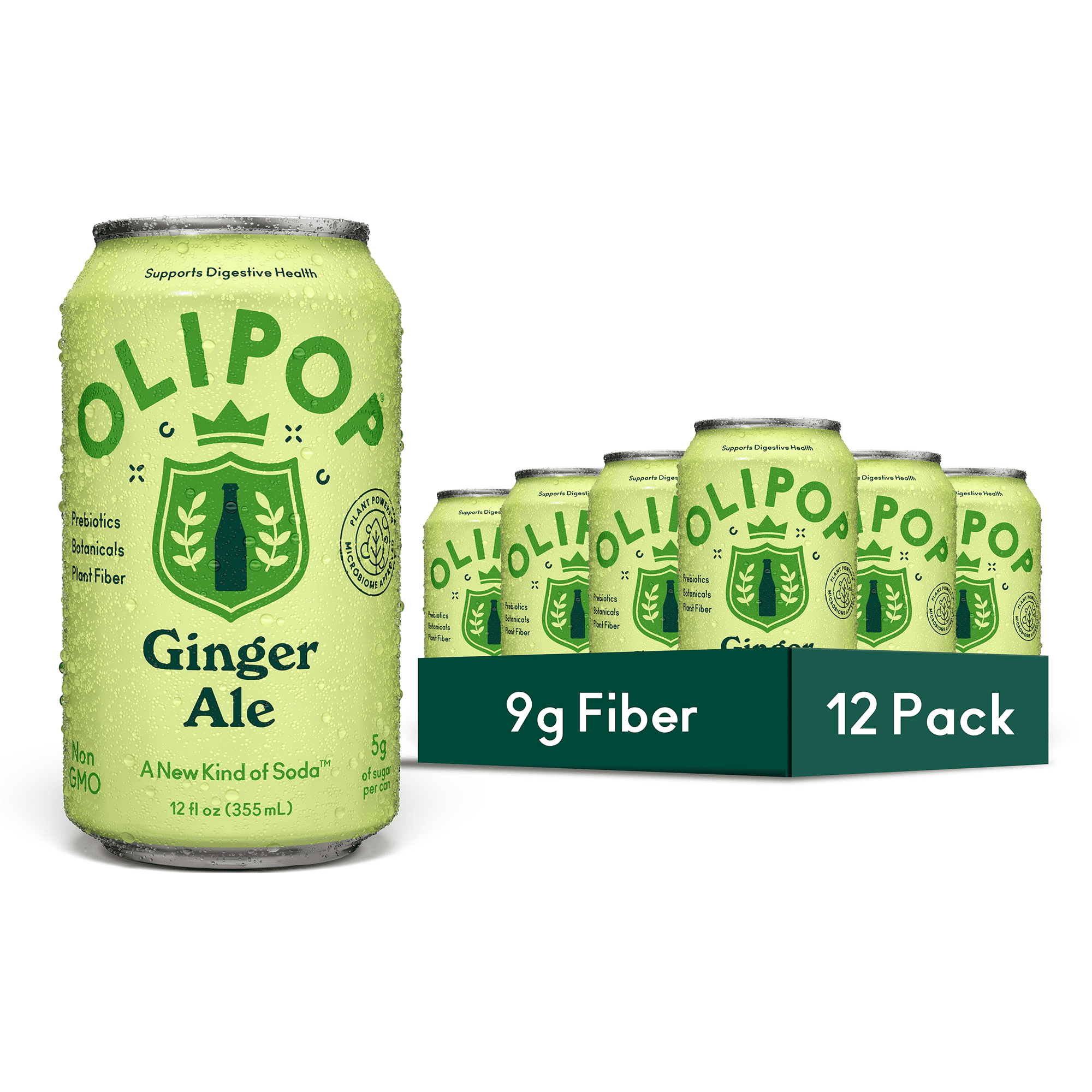 Olipop Prebiotic Soda Pop, Ginger Ale, High Fiber, 12 fl oz 12