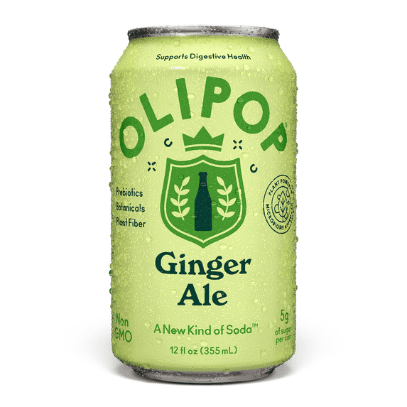 Olipop Prebiotic Soda Pop, Ginger Ale, High Fiber, 12 fl oz, Refrigerated