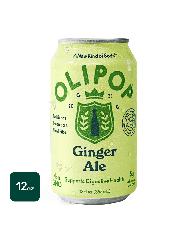 OLIPOP Prebiotic Soda, Ginger Ale, 12 fl oz