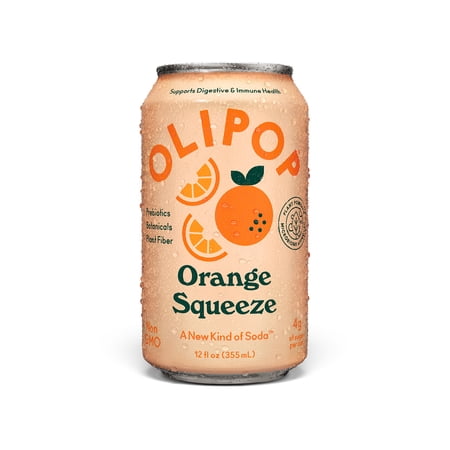 OLIPOP 9g Fiber Prebiotic Soda, Orange Squeeze, 12 fl oz, Single, Refrigerated