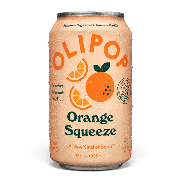 Olipop Prebiotic Soda Pop, Orange Squeeze, High Fiber, 12 fl oz, Refrigerated