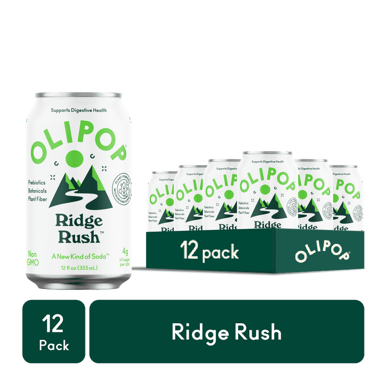 Olipop Prebiotic Soda Pop, Ridge Rush, High Fiber, 12 fl oz 12