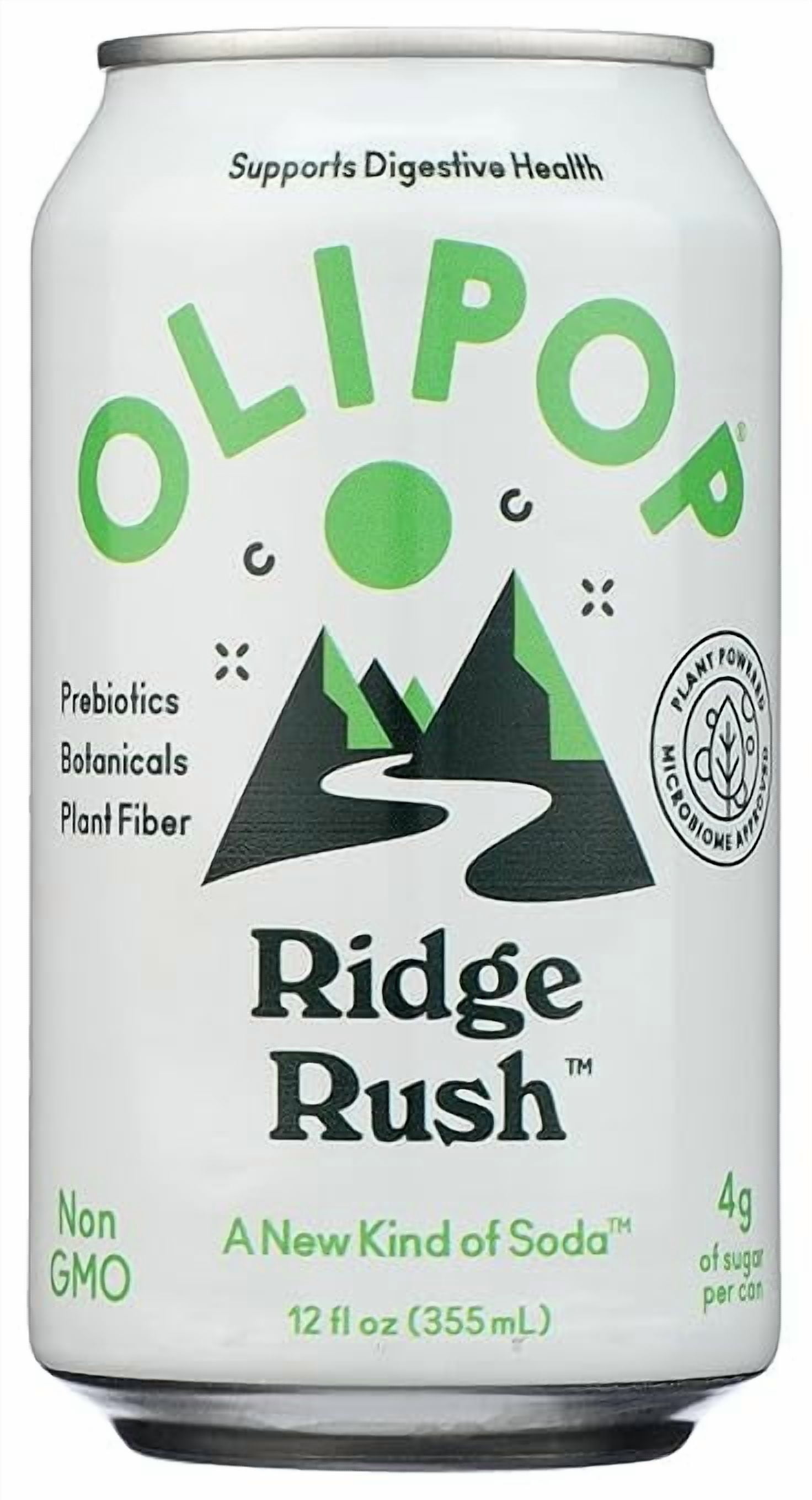 OLIPOP Prebiotic Soda, Ridge Rush, Blend of Prebiotics, Botanicals ...