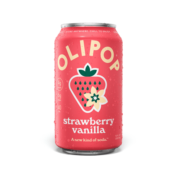 OLIPOP Prebiotic Soda, Strawberry Vanilla, 12 fl oz, Pantry Packs