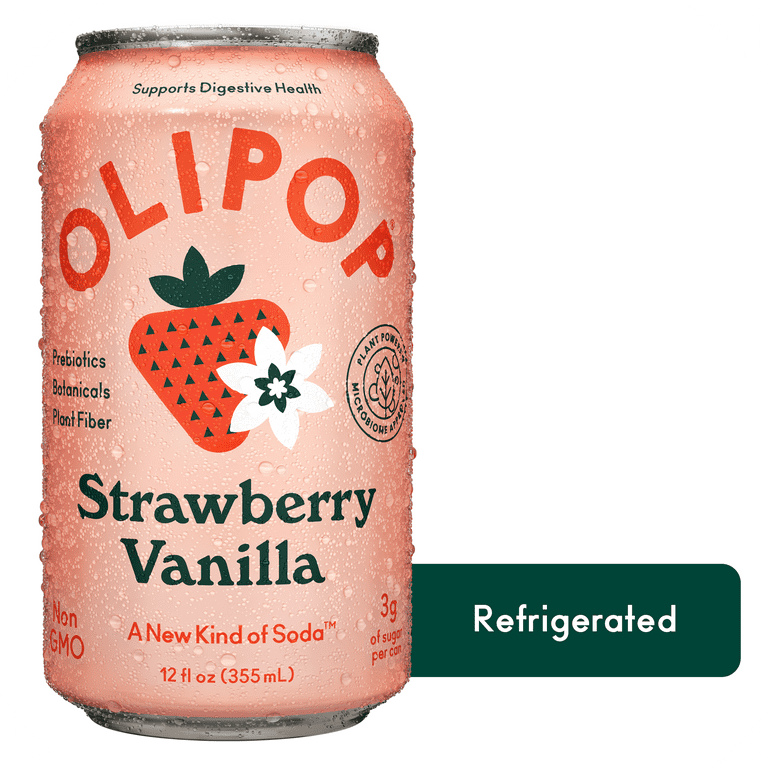 OLIPOP Prebiotic Soda, Strawberry Vanilla, 12 fl oz