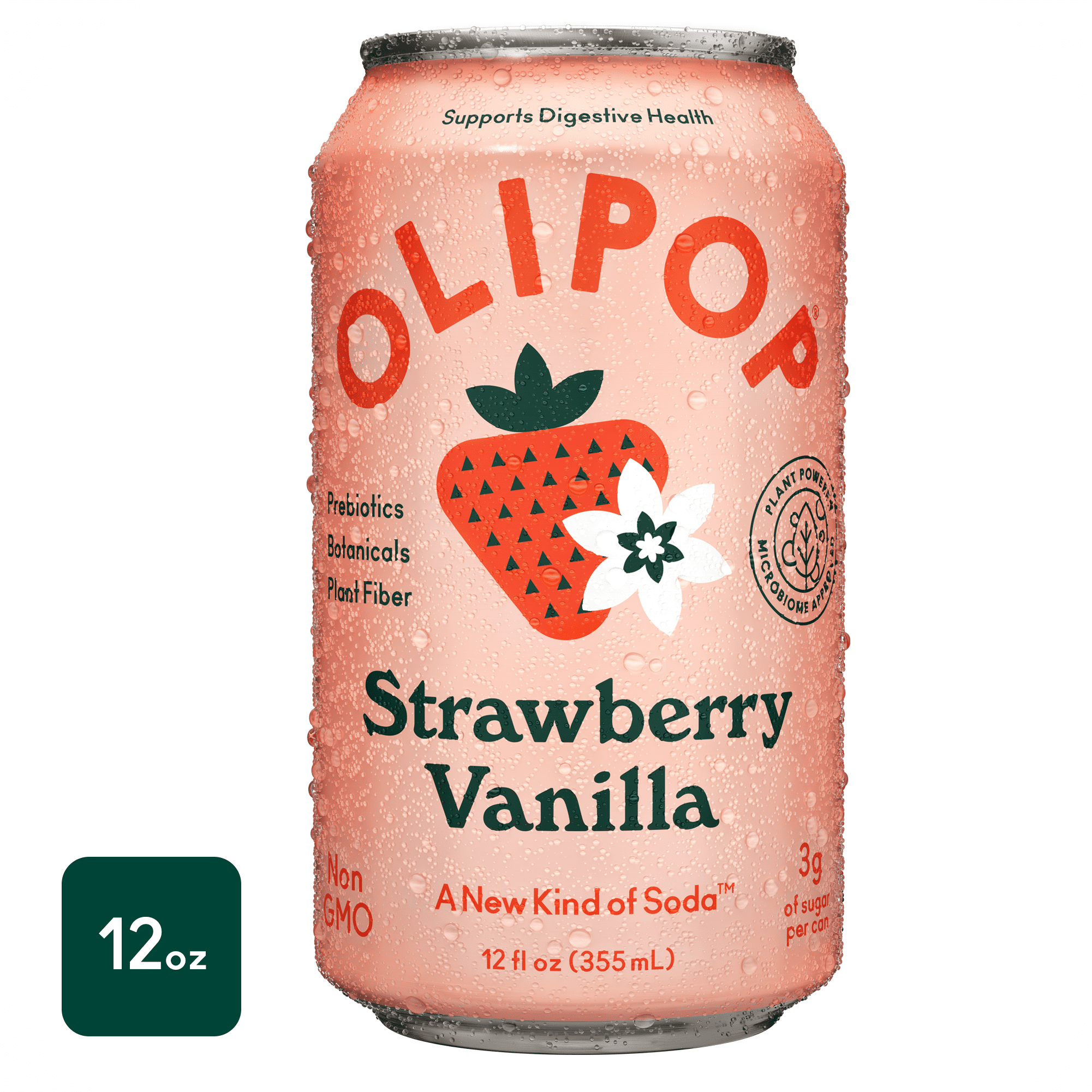 OLIPOP Prebiotic Soda, Strawberry Vanilla, 12 fl oz Walmart