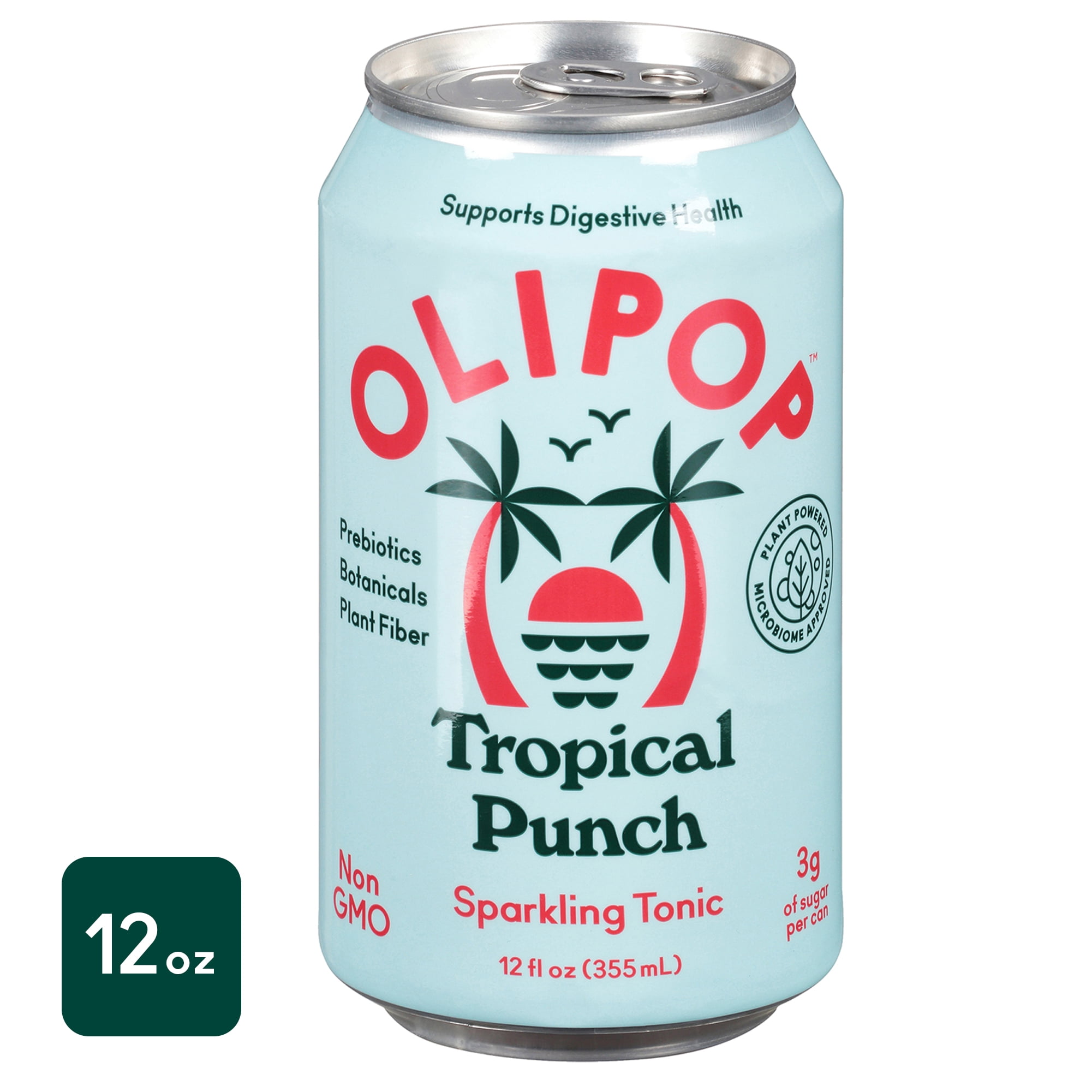 OLIPOP Prebiotic Soda, Tropical Punch, 12 fl oz